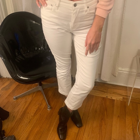 J. Crew White Billie Demi Boot Crop Jeans Kick-flare Denim Pants Size 27 EUC - Picture 4 of 16